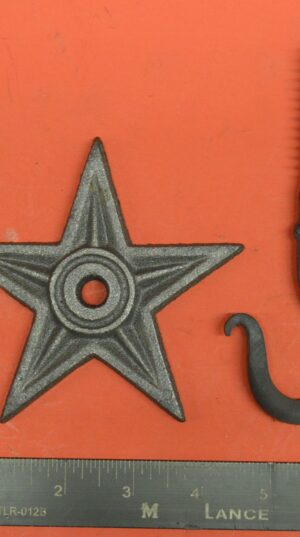 Handmade centered eye hook with 3/8" x 3 woods screw. 4 1/2" Star. $43.90