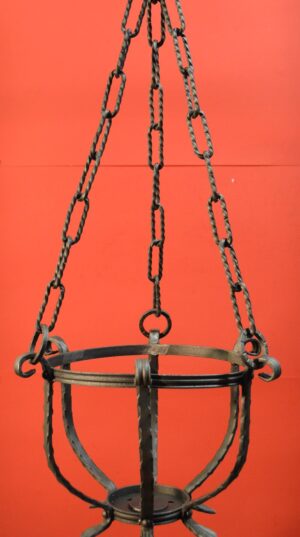 Wrought Iron Planter with Mission Chain holds up to 10" dia. pot. 30" tall, $324.50